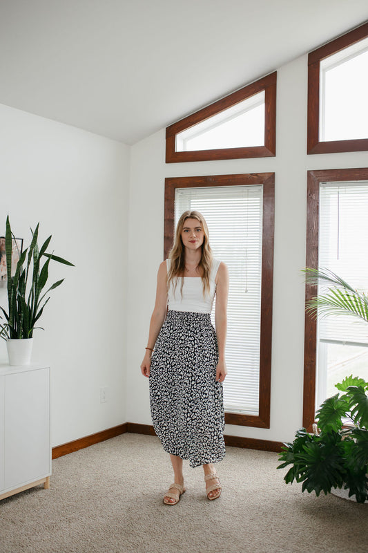Black Leopard Maxi Skirt