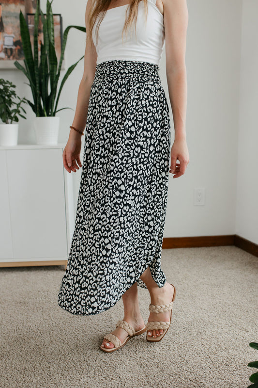 Black Leopard Maxi Skirt