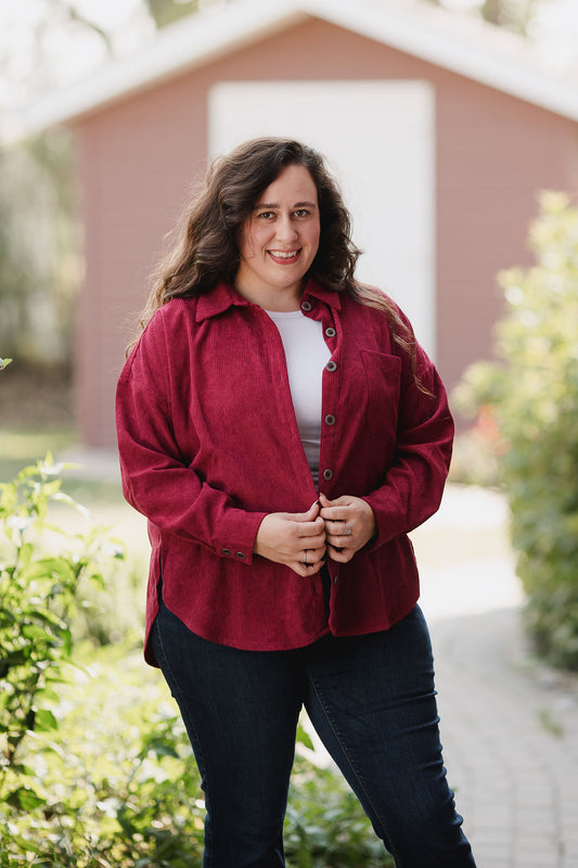 Corduroy Shacket-Cabernet