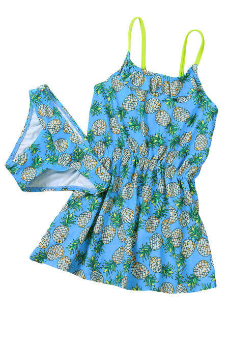 Blue Pineapple Swim Dress