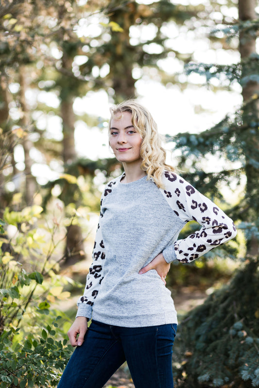 Gray Leopard Sweater