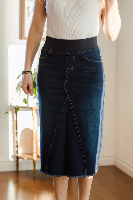 Fringe Denim Skirt