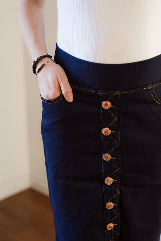 Button Denim Skirt