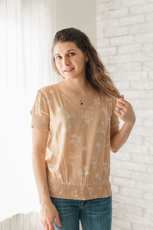 Tan Floral Blouse