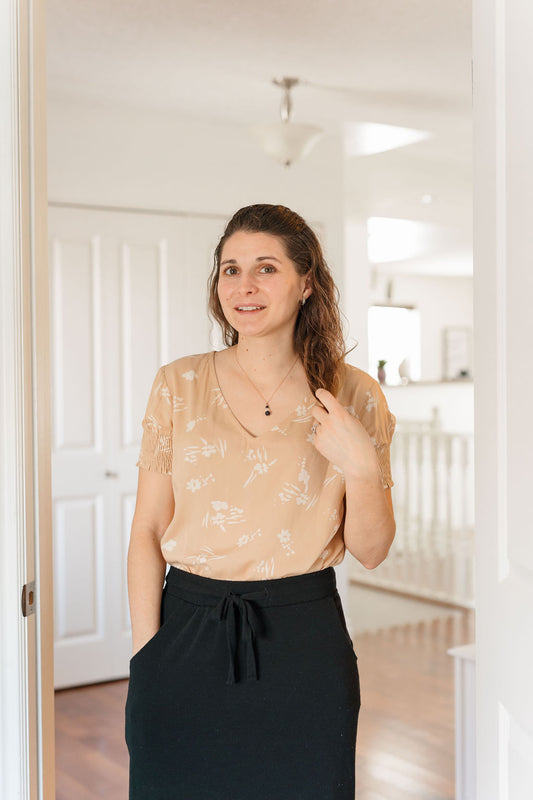 Tan Floral Blouse