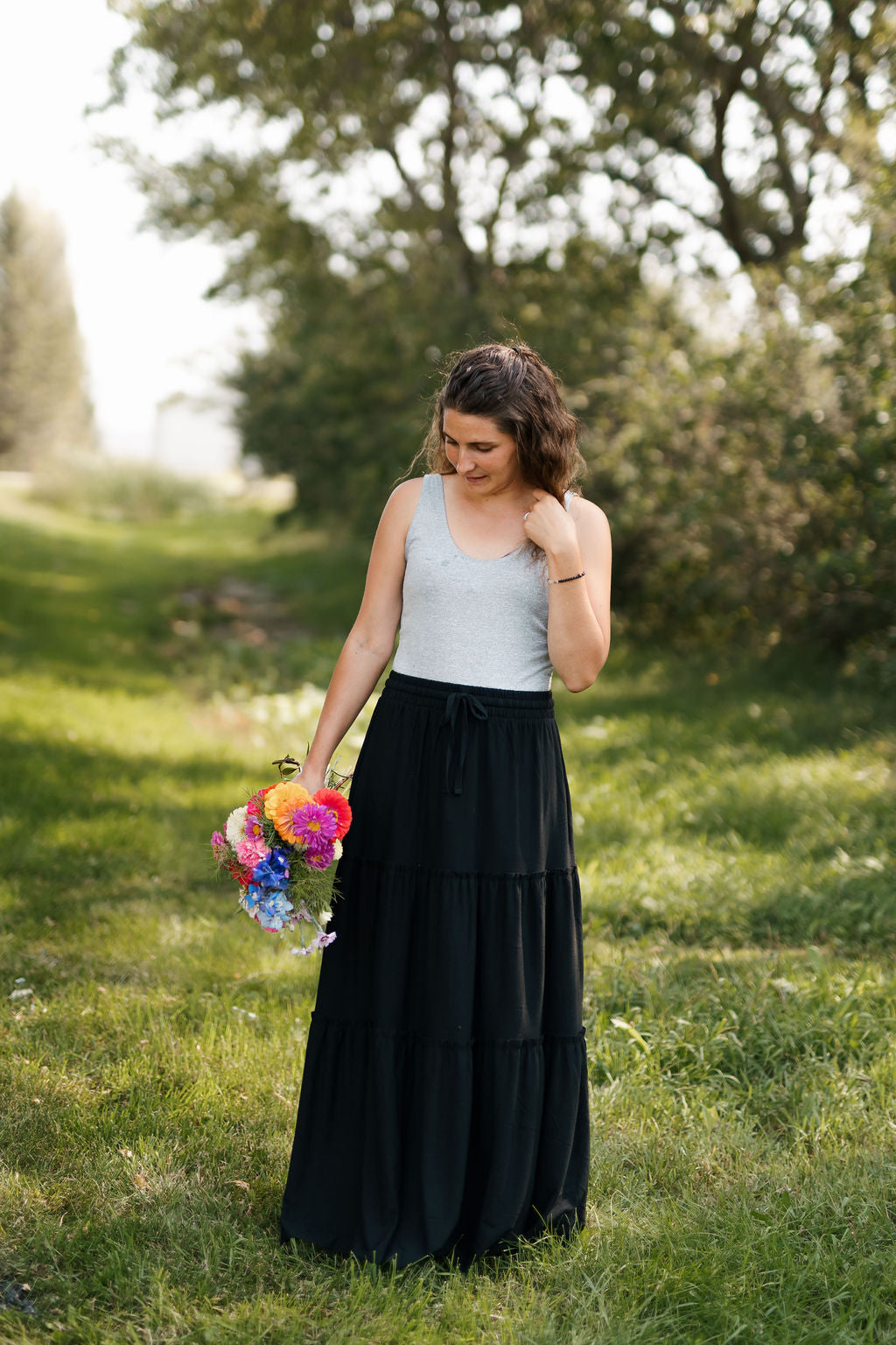 Tiered Maxi Skirt Black Elegance by Jen